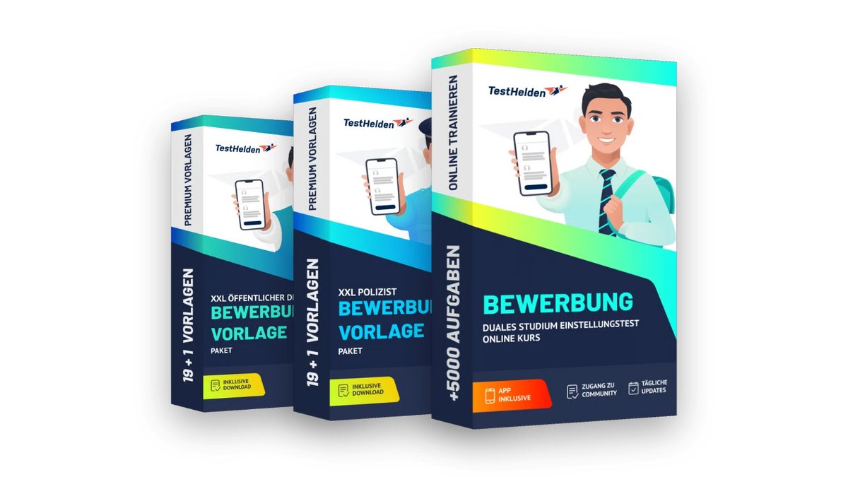 Produktboxen der Testtrainer für Bewerbung