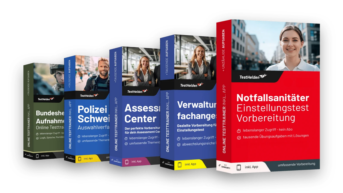 Produktboxen der Testtrainer für Einstellungstest