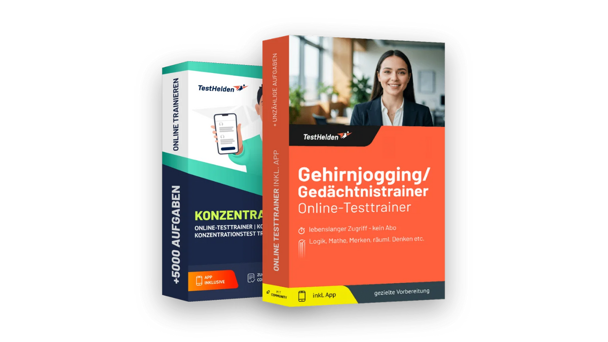 Produktboxen der Testtrainer für Konzentration