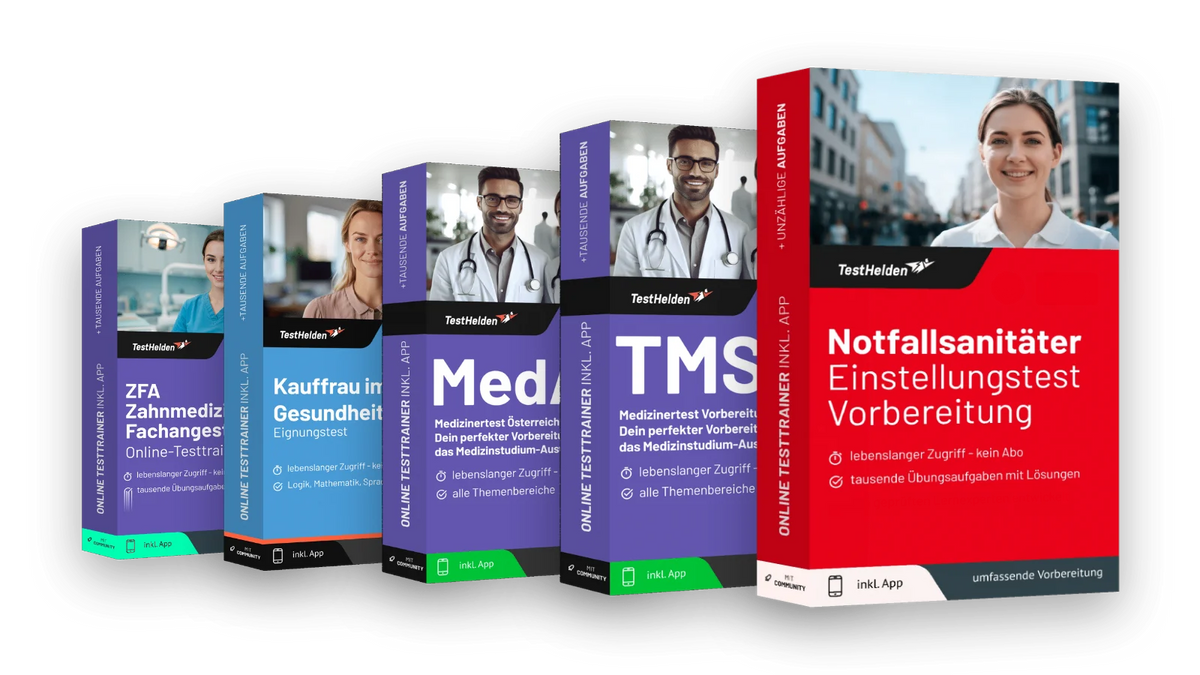 Produktboxen der Testtrainer für Medizin