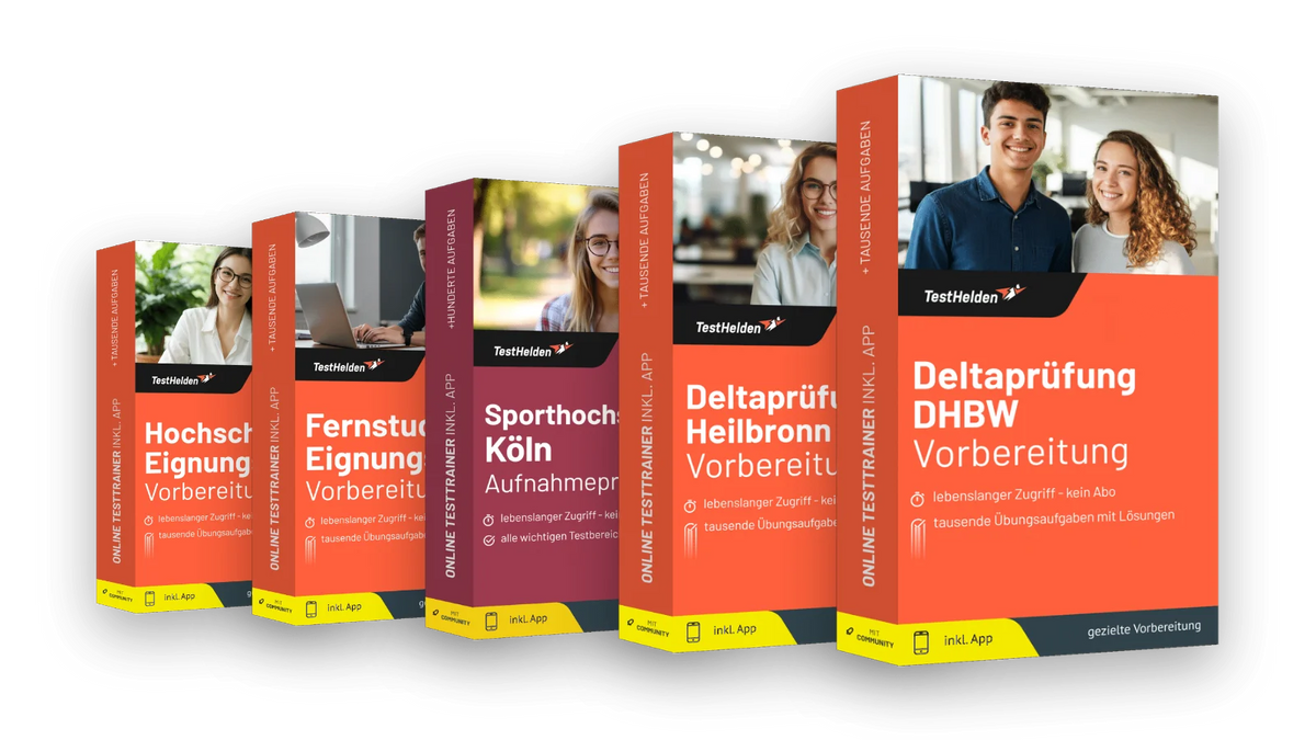 Produktboxen der Testtrainer für Studium