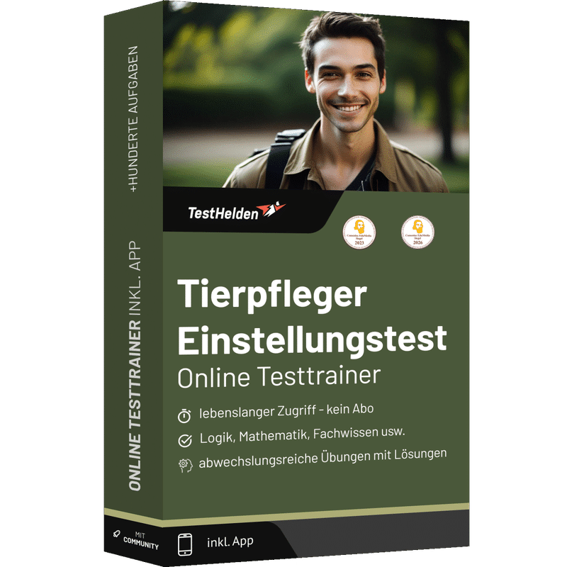 Produktbox Tierpfleger Einstellungstest 2026 üben – Online-Testtrainer