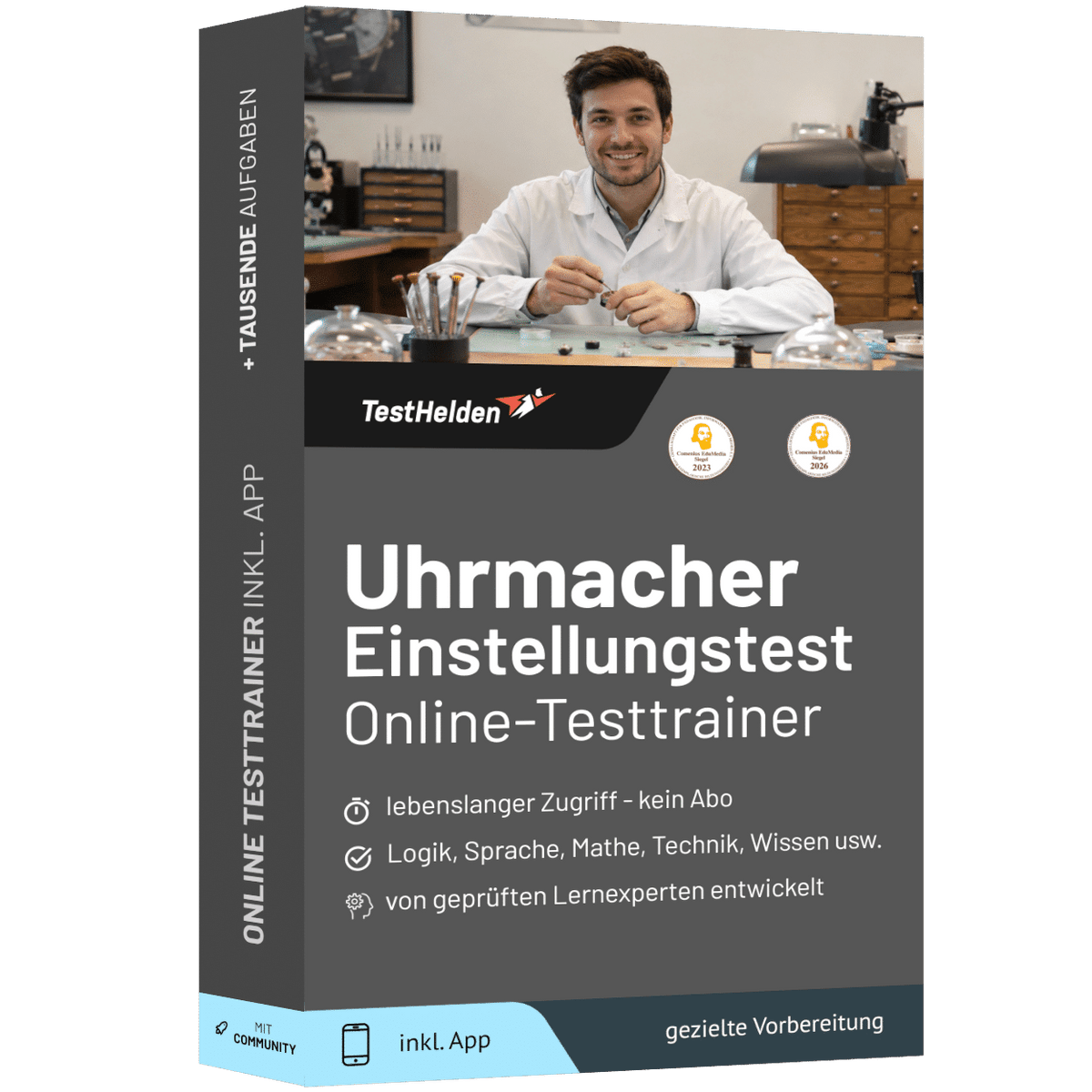 Produktbox Uhrmacher Einstellungstest 2026 üben – Online-Testtrainer