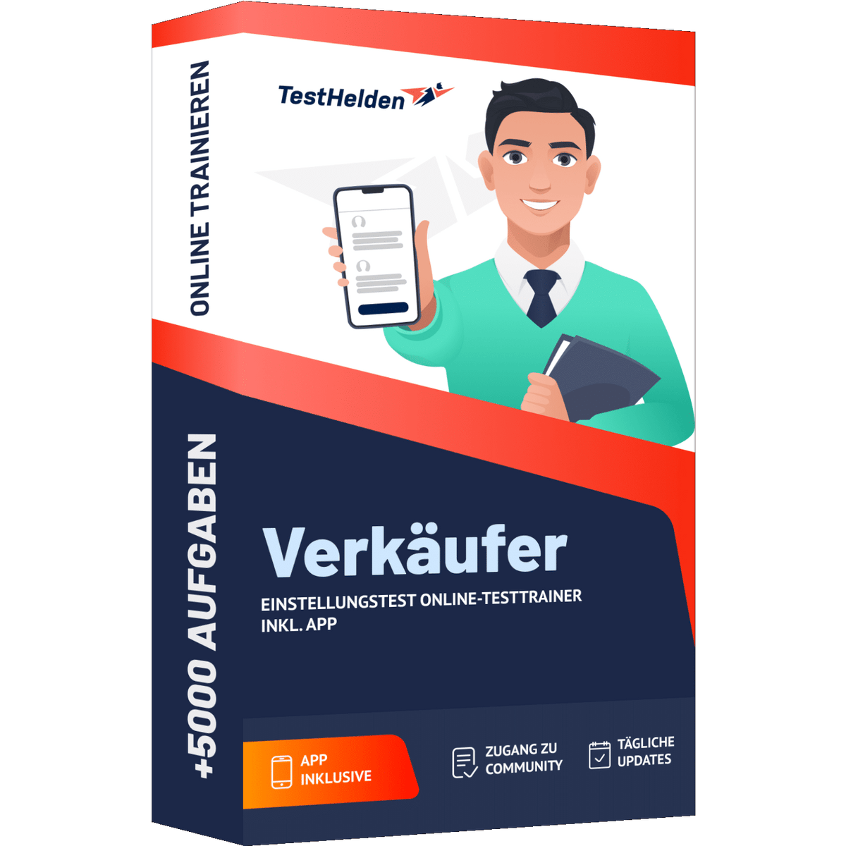 Produktbox Verkäufer/in Einstellungstest 2026 üben – Online Testtrainer