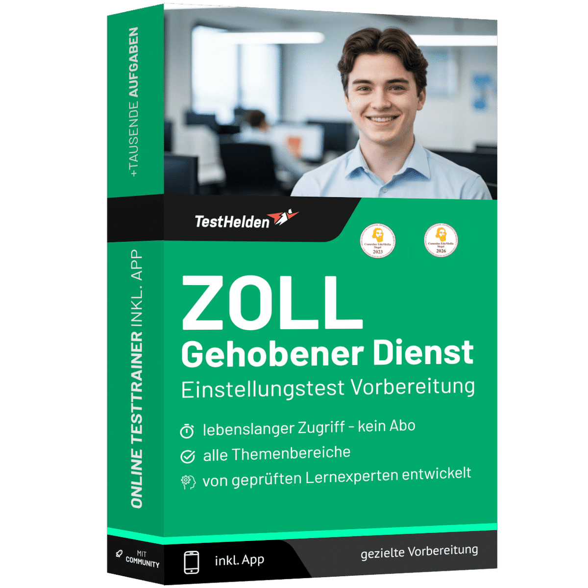 Produktbox Zoll Gehobener Dienst Einstellungstest 2026 üben – Online Testtrainer