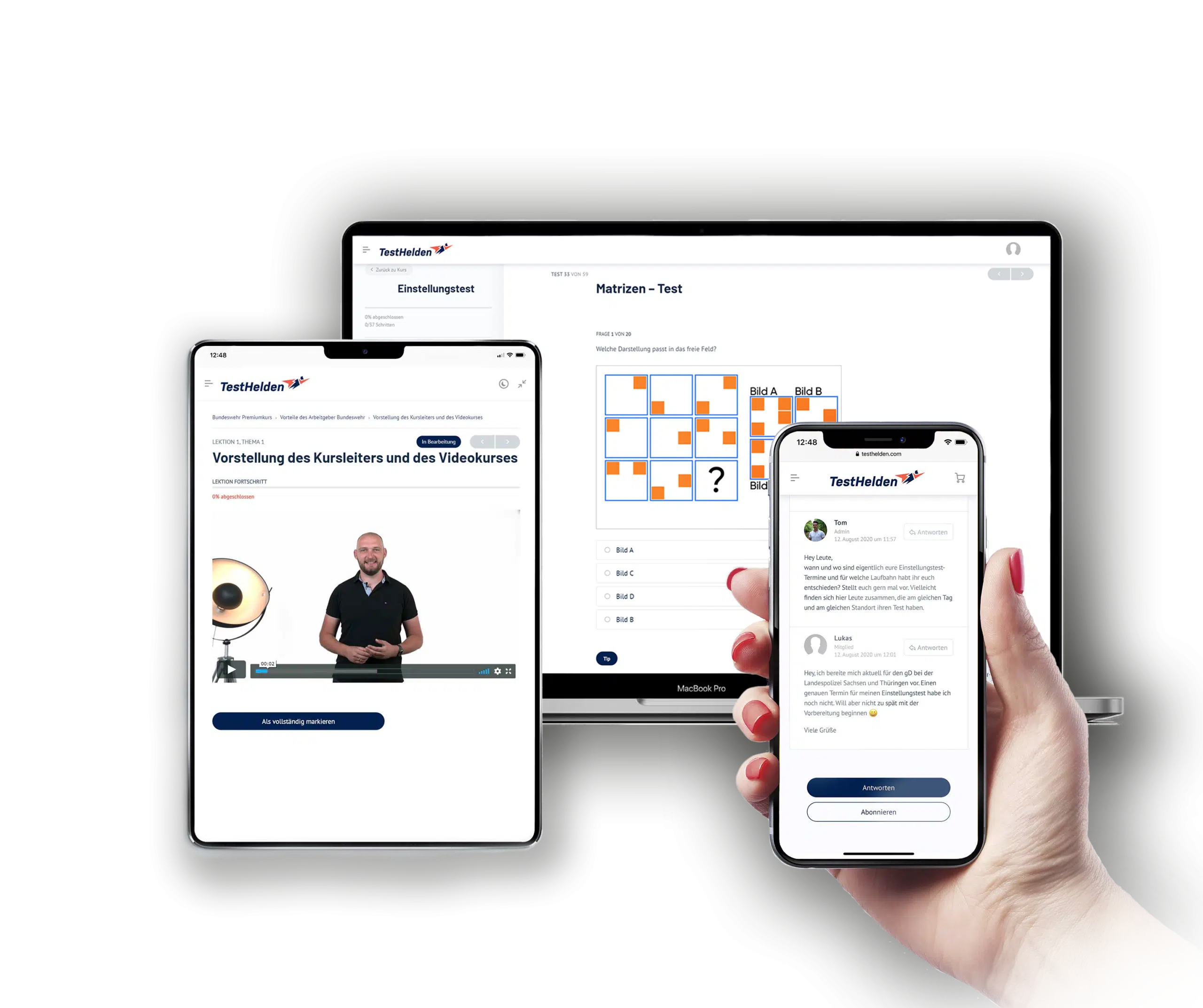 TestHelden Online-Testtrainer Lernen auf allen Geräten. Handy, Smartphone, Tablet, Computer, Laptop